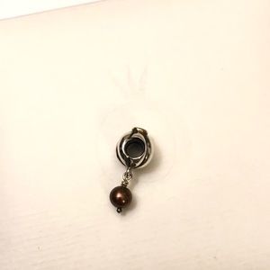 Pandora CZ Top Round Bronze Bead Dangle Charm